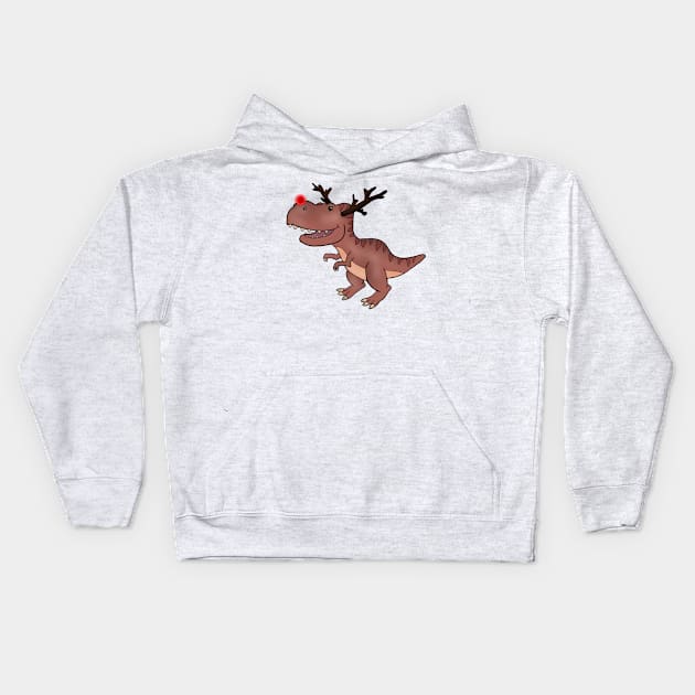 T-rex reindeer Kids Hoodie by drew.art